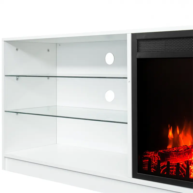 Electric Fireplace TV Console, White color