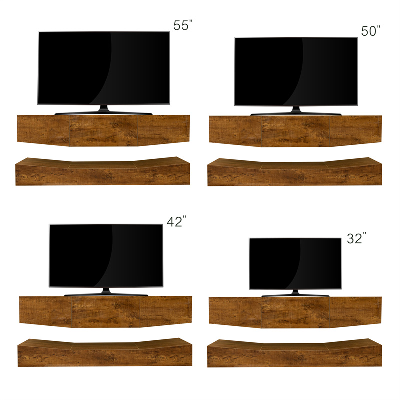 MDF UP And Down WALL-MOUNTED TV Cabinet With Three Drawers & LED Lights, Walnut color