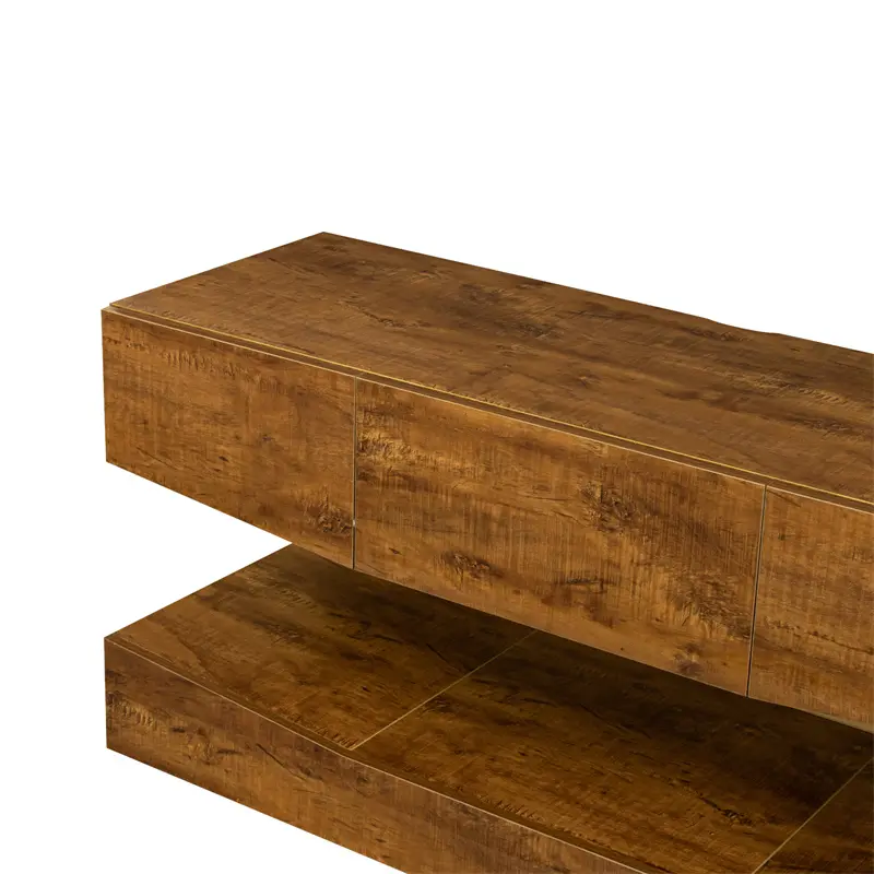 MDF UP And Down WALL-MOUNTED TV Cabinet With Three Drawers & LED Lights, Walnut color