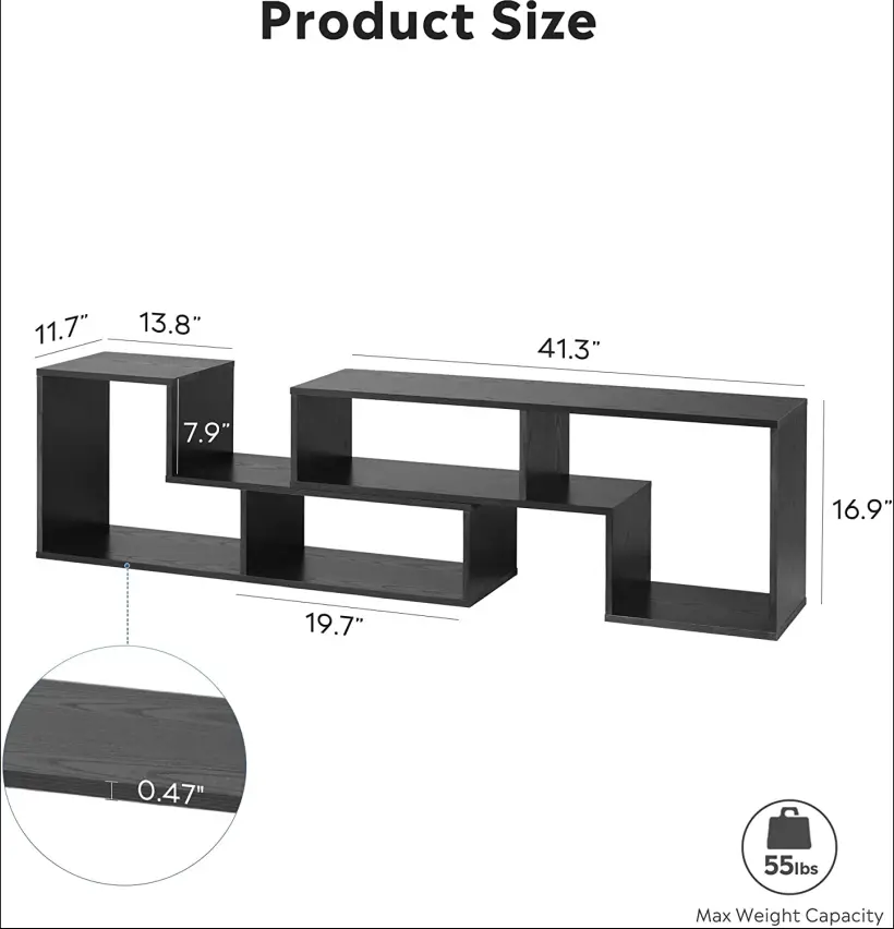 Particleboard TV Cabinet with Adjustable L-Shaped Shelves，Modern indoor furniture