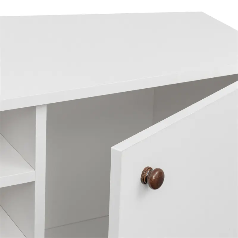 TV Stand Use in Living Room Furniture with 1 storage and 2 shelves Cabinet, high quality particle board, White color