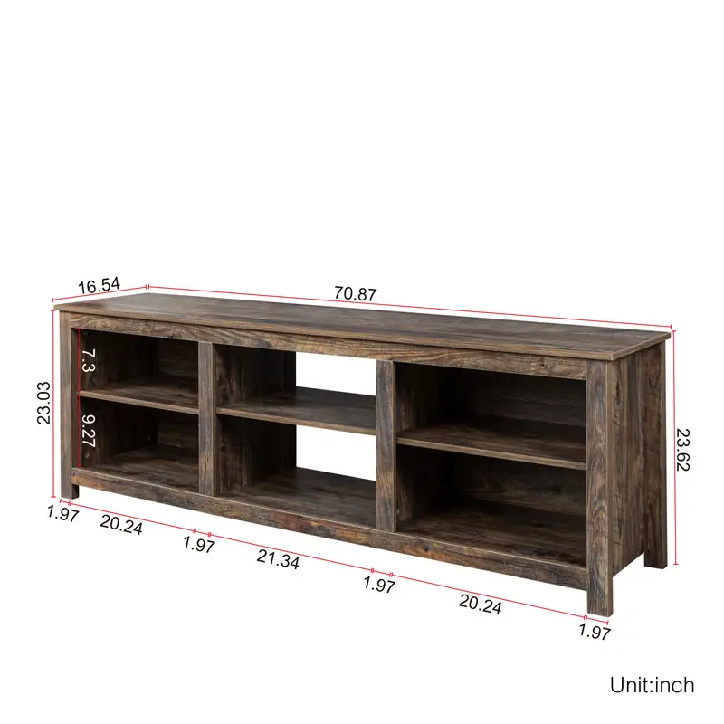 Living room TV stand furniture with 6 storage compartments and 1 shelf cabinet, high-quality particle board