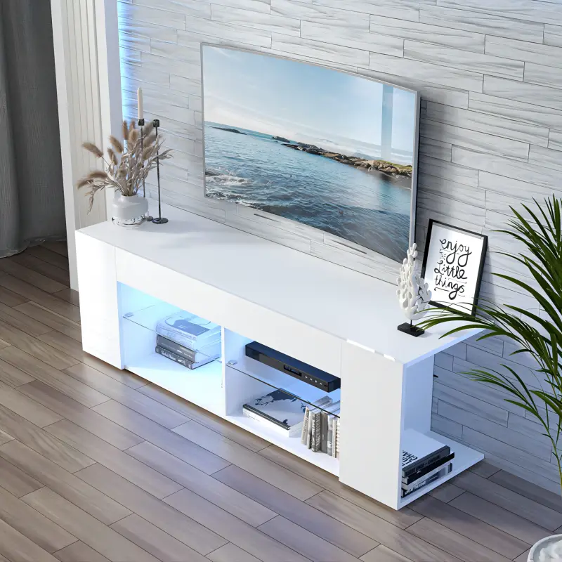 Modern and Stylish High Gloss White LED TV Stand&Media Center - China Factory Manufacture