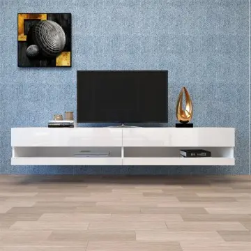 180 Wall Mounted Floating 80" TV Stand with 20 Color LEDs White color