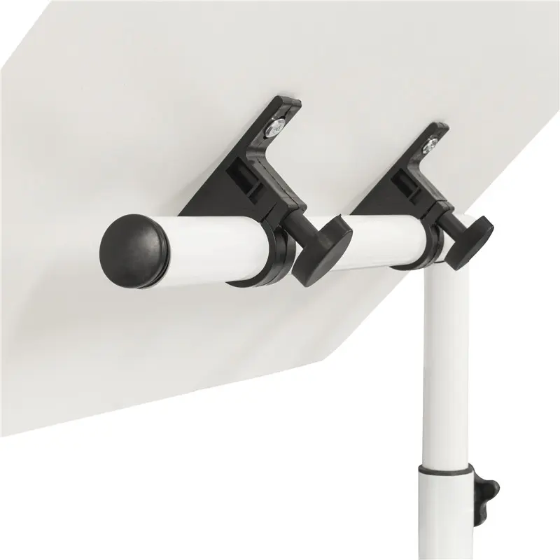 Height Adjustable side Table Wooden with Swivel Top, Storage Drawers, Wheels and Open Shelf, (White)