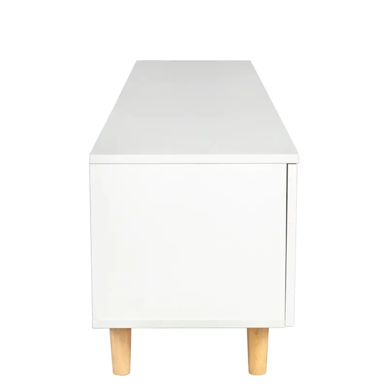 Farmhouse TV Stand Modern Wood Media Entertainment Center Console Table with 2 Doors and 2 Open Shelves