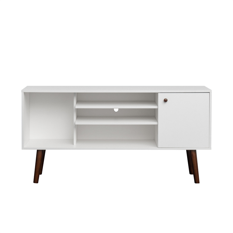 TV Stand Use in Living Room Furniture with 1 storage and 2 shelves Cabinet, high quality particle board, White color