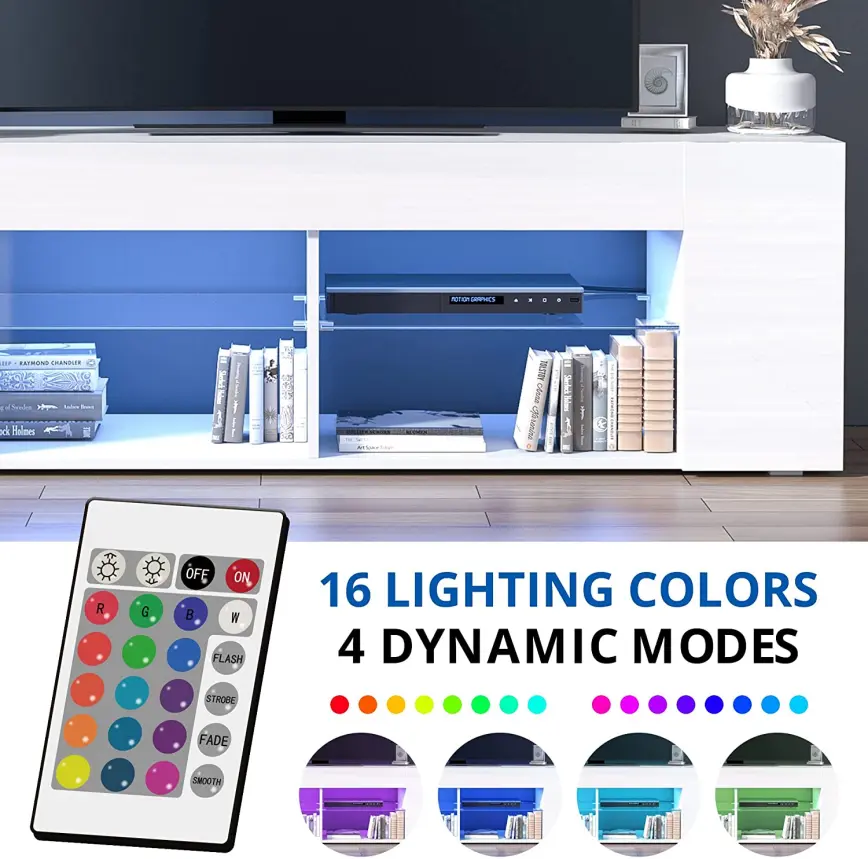 Modern and Stylish High Gloss White LED TV Stand&Media Center - China Factory Manufacture