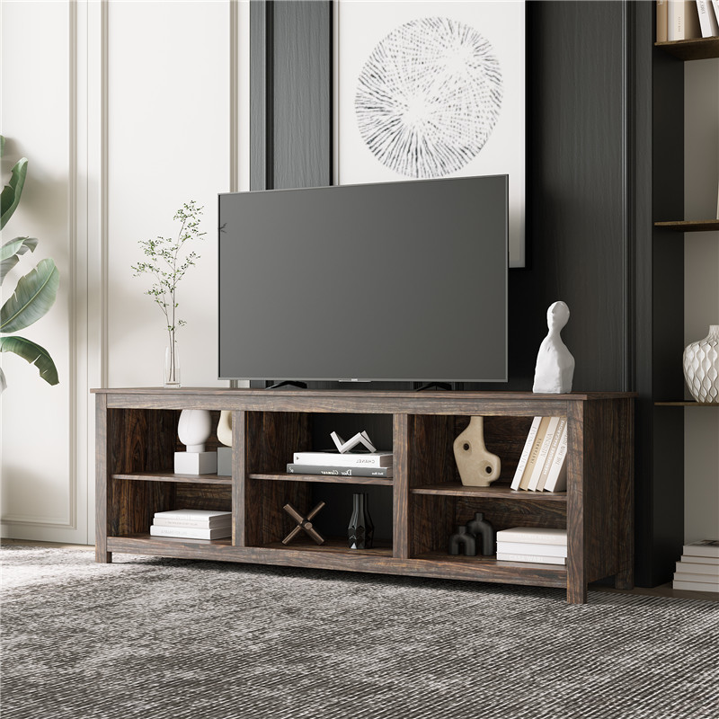 Living room TV stand furniture with 6 storage compartments and 1 shelf cabinet, high-quality particle board