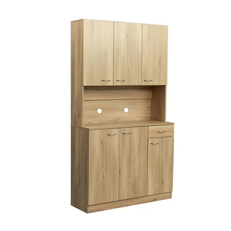 70.87" Tall Wardrobe& Kitchen Cabinet, with 6-Doors, 1-Open Shelves and 1-Drawer for bedroom, Rustic Oak color