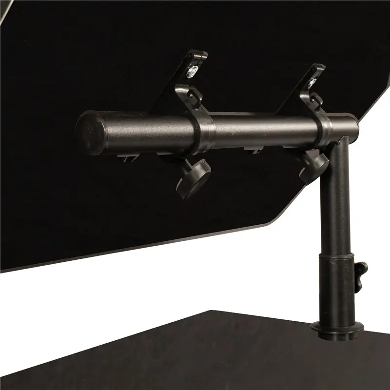 Height Adjustable Overbed End Table Wooden Nightstand with Swivel Top, Drawers, Wheels and Open Shelf, Black color