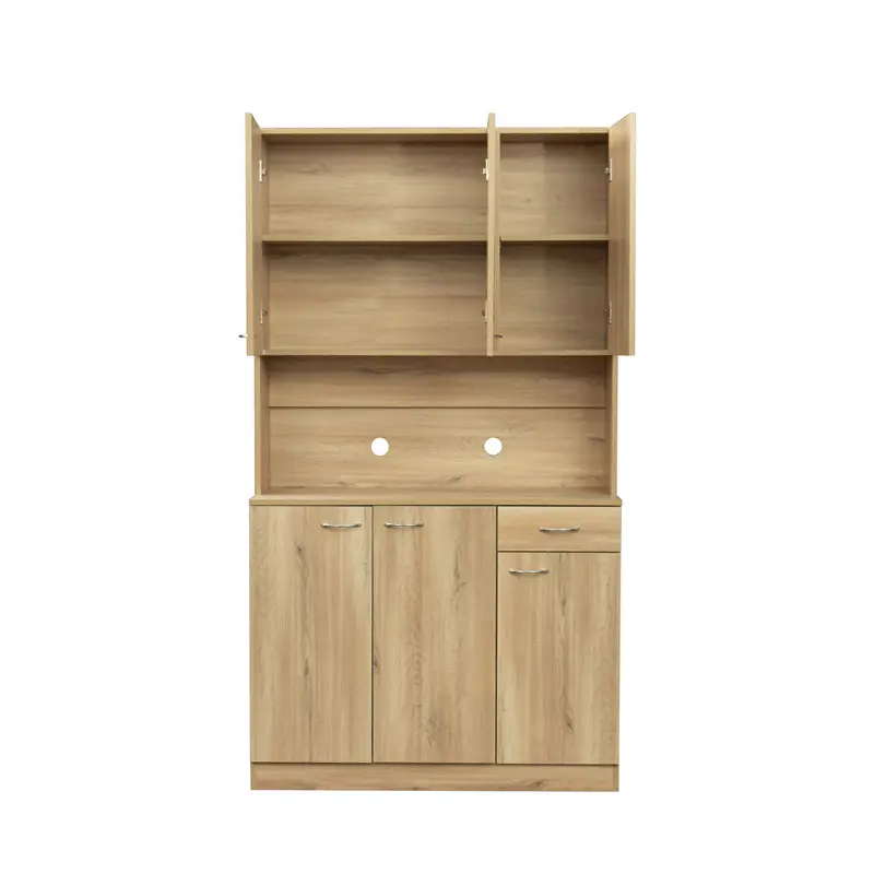 70.87" Tall Wardrobe& Kitchen Cabinet, with 6-Doors, 1-Open Shelves and 1-Drawer for bedroom, Rustic Oak color