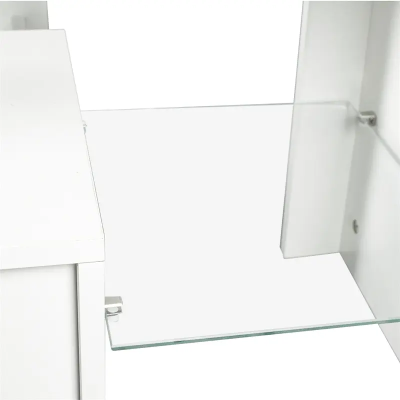 Modern gloss white TV Stand for 80 inches TV, 20 Colors LED TV Stand w/Remote Control Lights