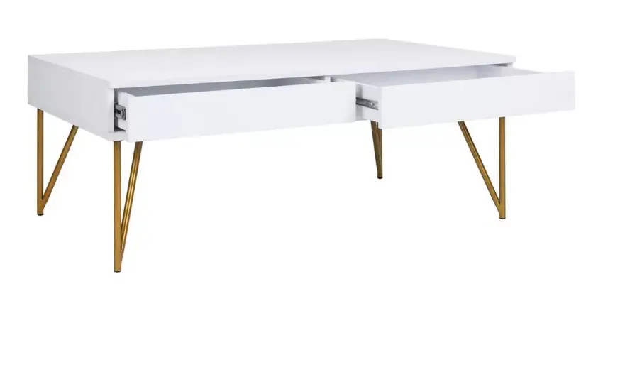 Coffee tables with alloy legs and drawer