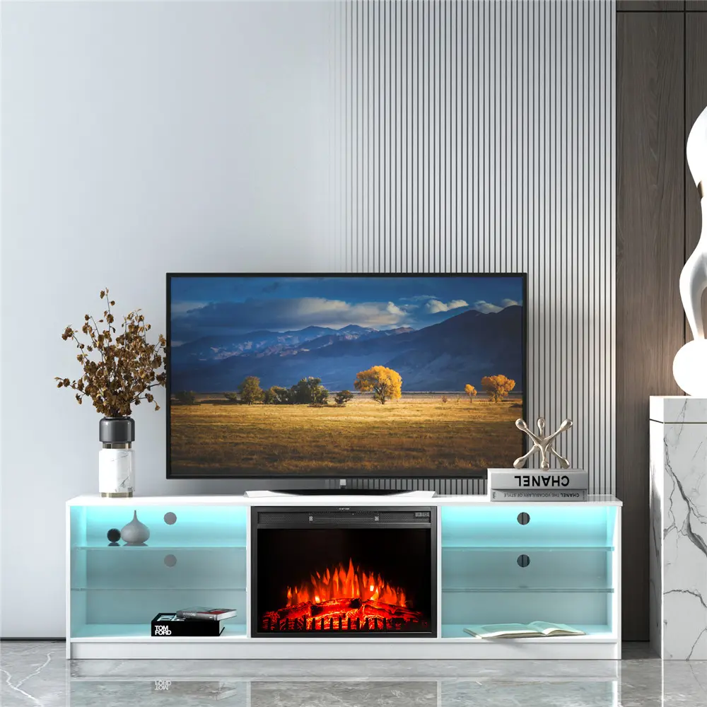 Electric Fireplace TV Console,White