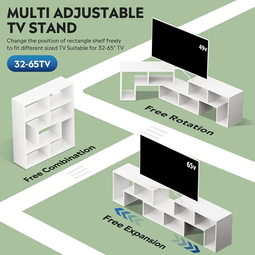 White  Double L-Shaped TV Cabinet Stand for Home Furniture-China Factory Manufacturer