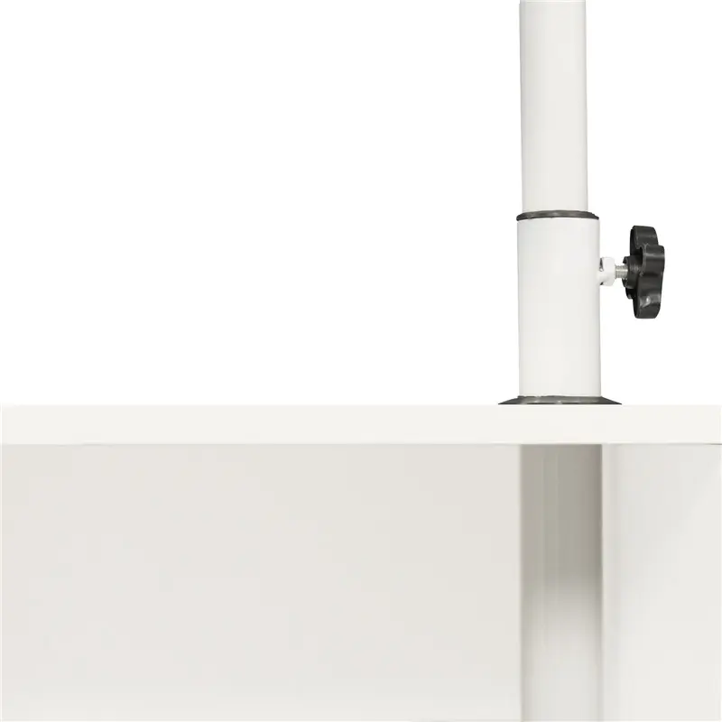 Height Adjustable side Table Wooden with Swivel Top, Storage Drawers, Wheels and Open Shelf, (White)