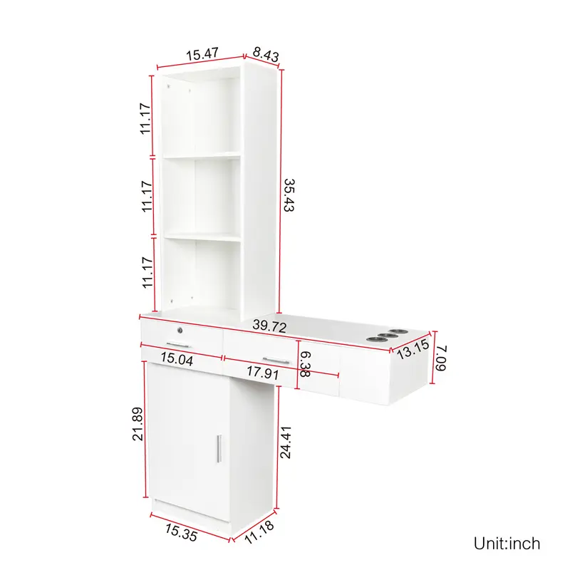 White modern simple hair desk, multi-layer storage, large storage space