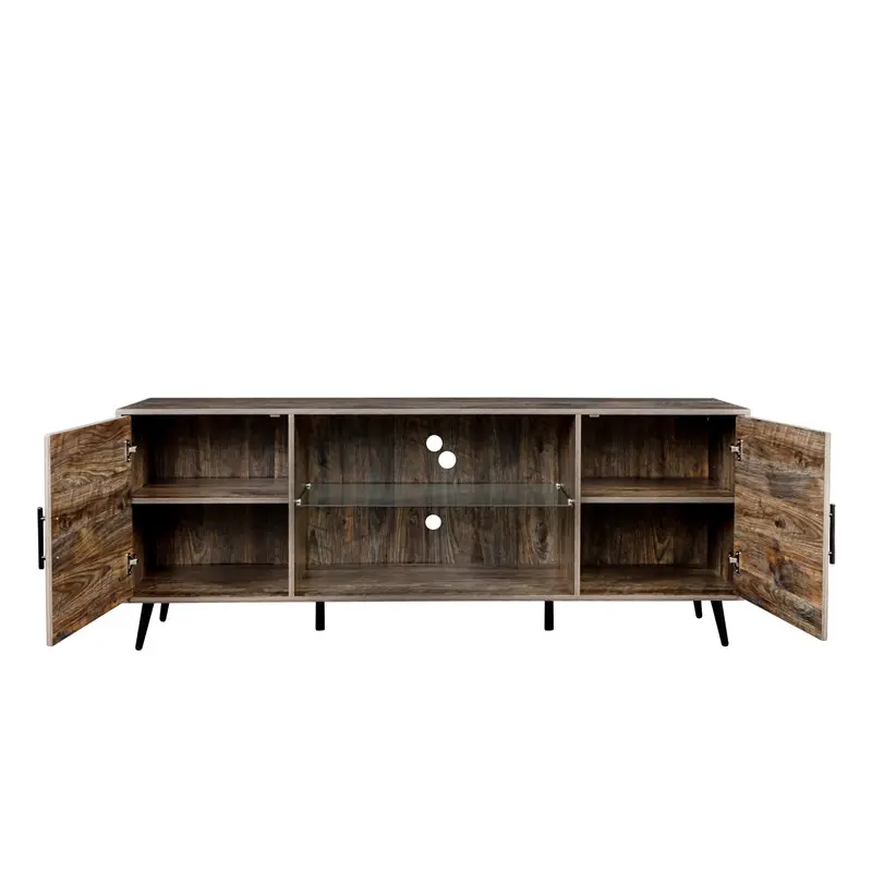 TV Stand Mid-Century Wood Modern Entertainment Center Adjustable Storage Cabinet TV Console for Living Room