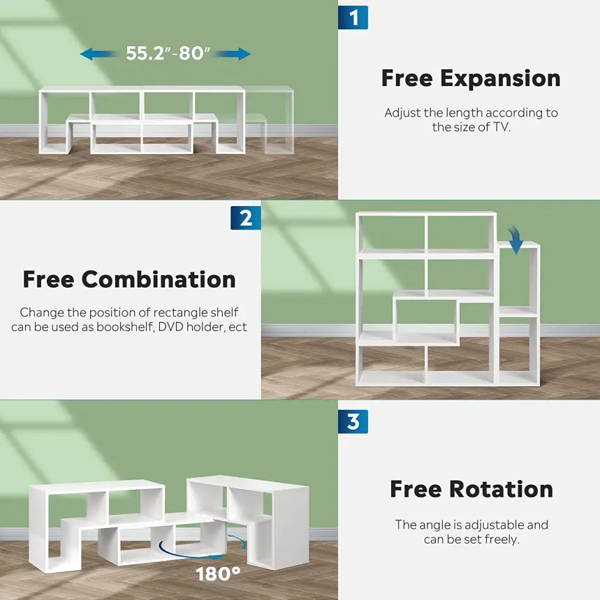 White  Double L-Shaped TV Cabinet Stand for Home Furniture-China Factory Manufacturer