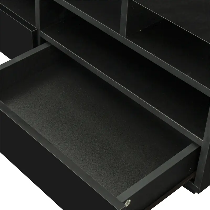 Living Room Furniture TV Stand Cabinet with 2 Drawers & 2 open shelves,20-color RGB LED lights with remote, Black color