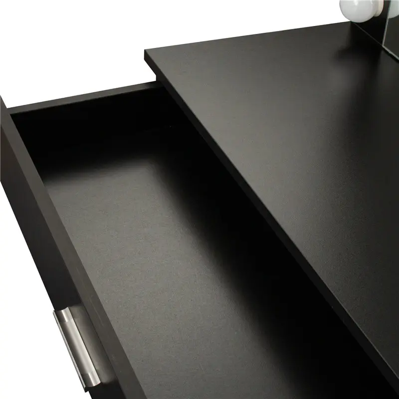 Modern Design Bedroom Makeup Dressing Table with Light and Stool, Black color