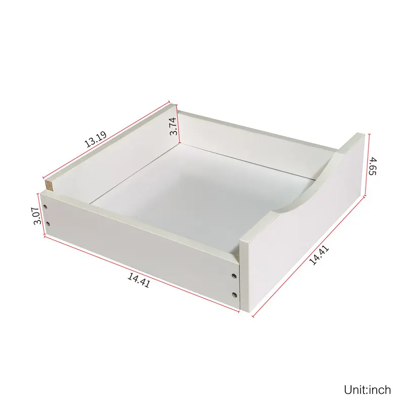 Height Adjustable side Table Wooden with Swivel Top, Storage Drawers, Wheels and Open Shelf, (White)