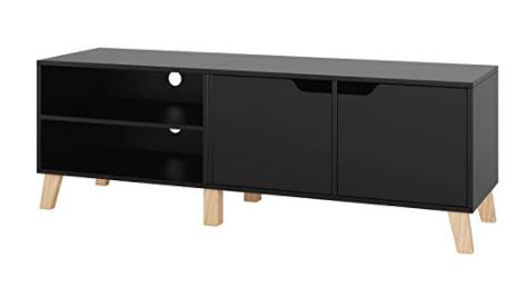 Particleboard TV Cabinet with 2 Doors and 2 Open Partitions，Living room wooden furniture