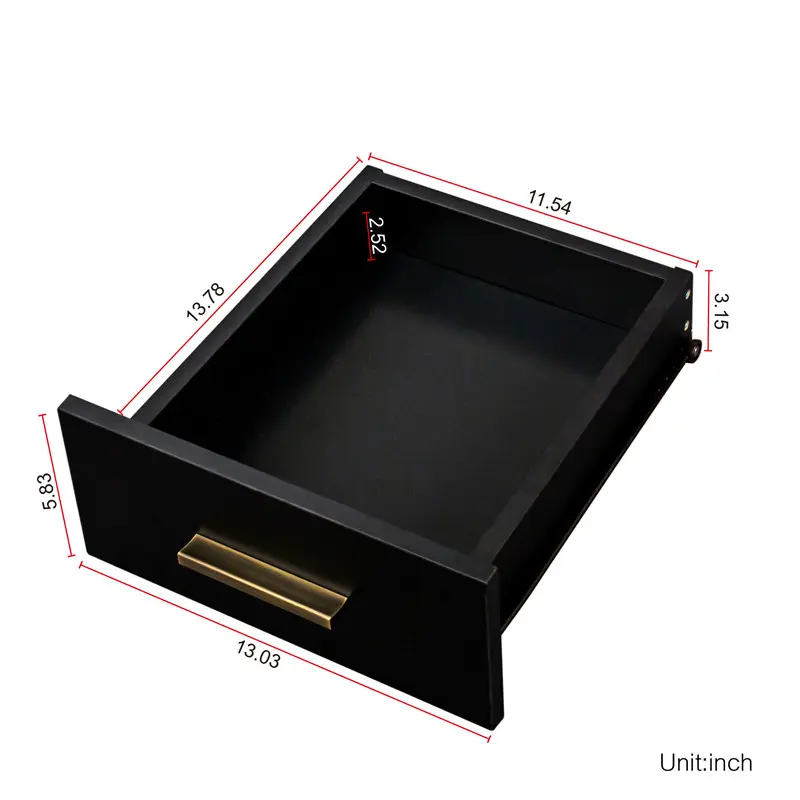 Black modern minimalist vanity, solid metal frame construction, large storage space, 10 LED lights illuminate makeup mirror, adjustable brightness