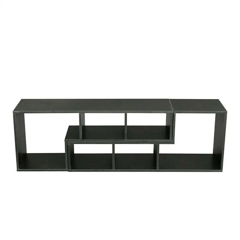 Double L-Shaped TV Stand, Display Shelf, Bookcase for Home Furniture, Black color
