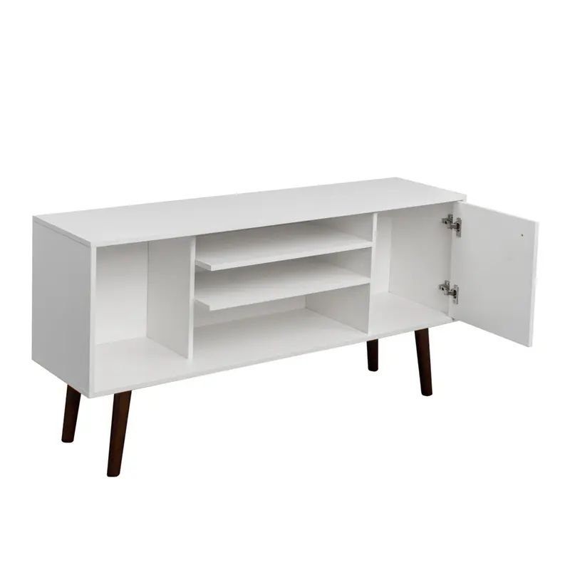 TV Stand Use in Living Room Furniture with 1 storage and 2 shelves Cabinet, high quality particle board, White color