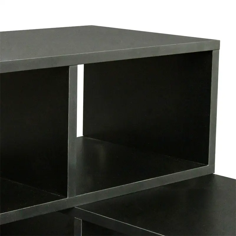 Double L-Shaped TV Stand, Display Shelf, Bookcase for Home Furniture, Black color