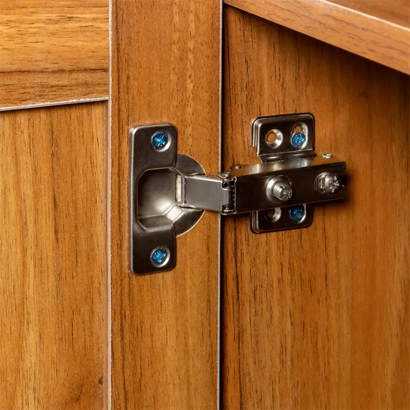 Farmhouse Sideboard Buffet Accent Storage Cabinet, with Rattan Doors and drawers, for Hallway, Entryway, Dining Room, or Living Room, Oak color