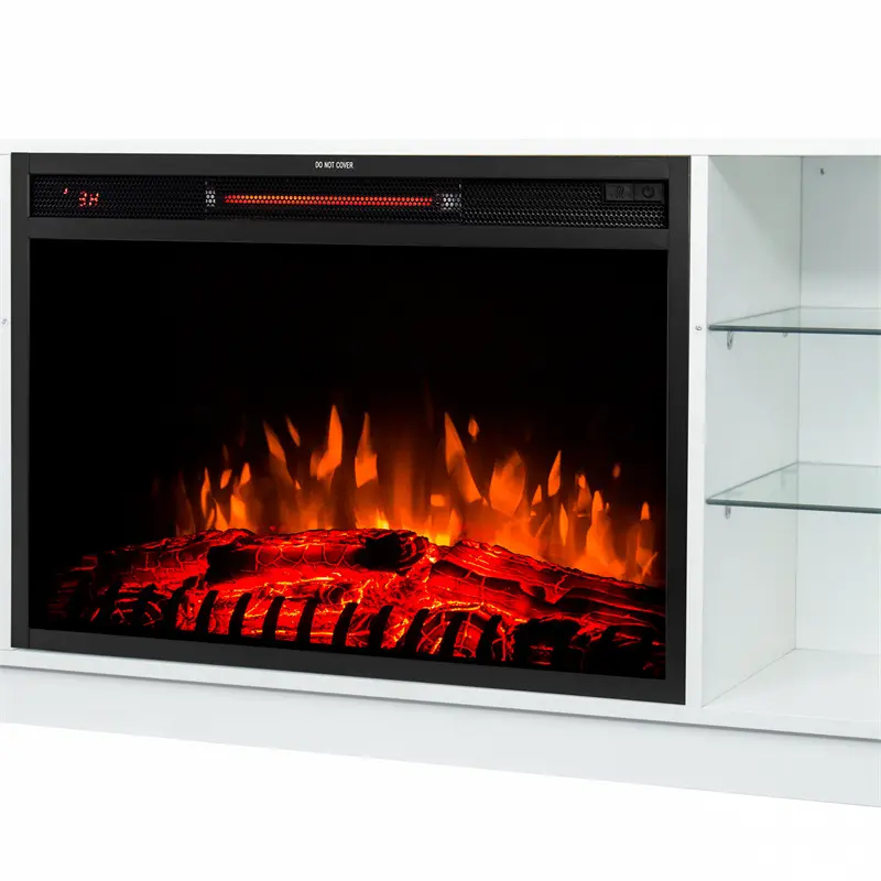 Electric Fireplace TV Console, White color