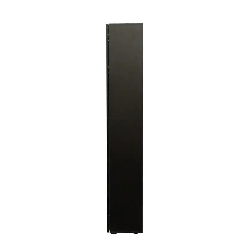 Side cabinet with aluminum strip lamp, for living room, storage shelves, black color